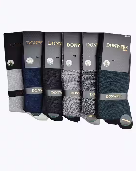 جوراب کلاسیک مردانه طرح لوزی DONWERS رنگ بندی